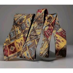 Moschino 100% Silk Made In Italy Tribal Printed Colorful Men's Tie 57"